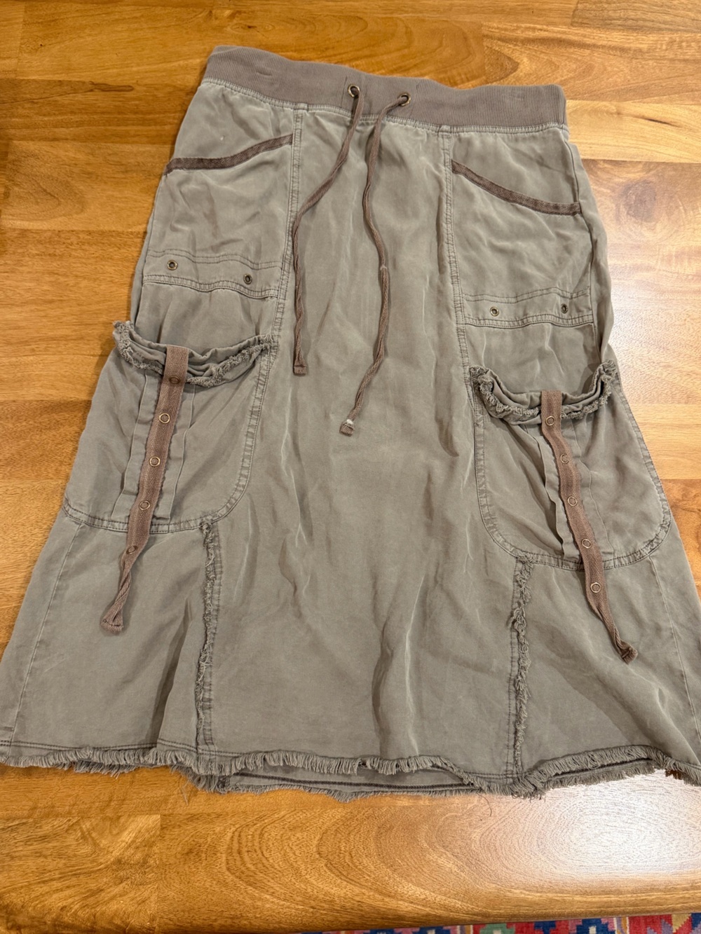 XCVI Olive Midi Utility Skirt Size Small